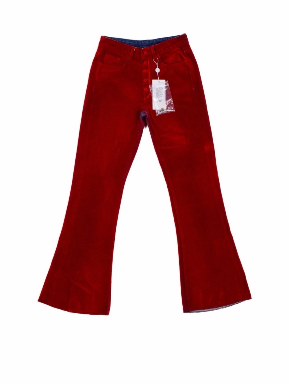 MM6 Maison Martin Margiela Red Corduroy Flare Jeans